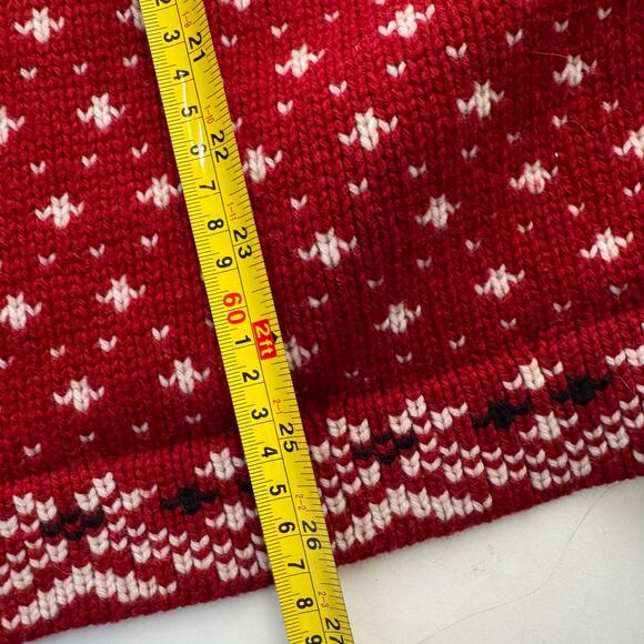 LL Bean Sweater Womens XL/1X Red White Fair Isle Lambswool Button Nordic Knit - Picture 6 of 7